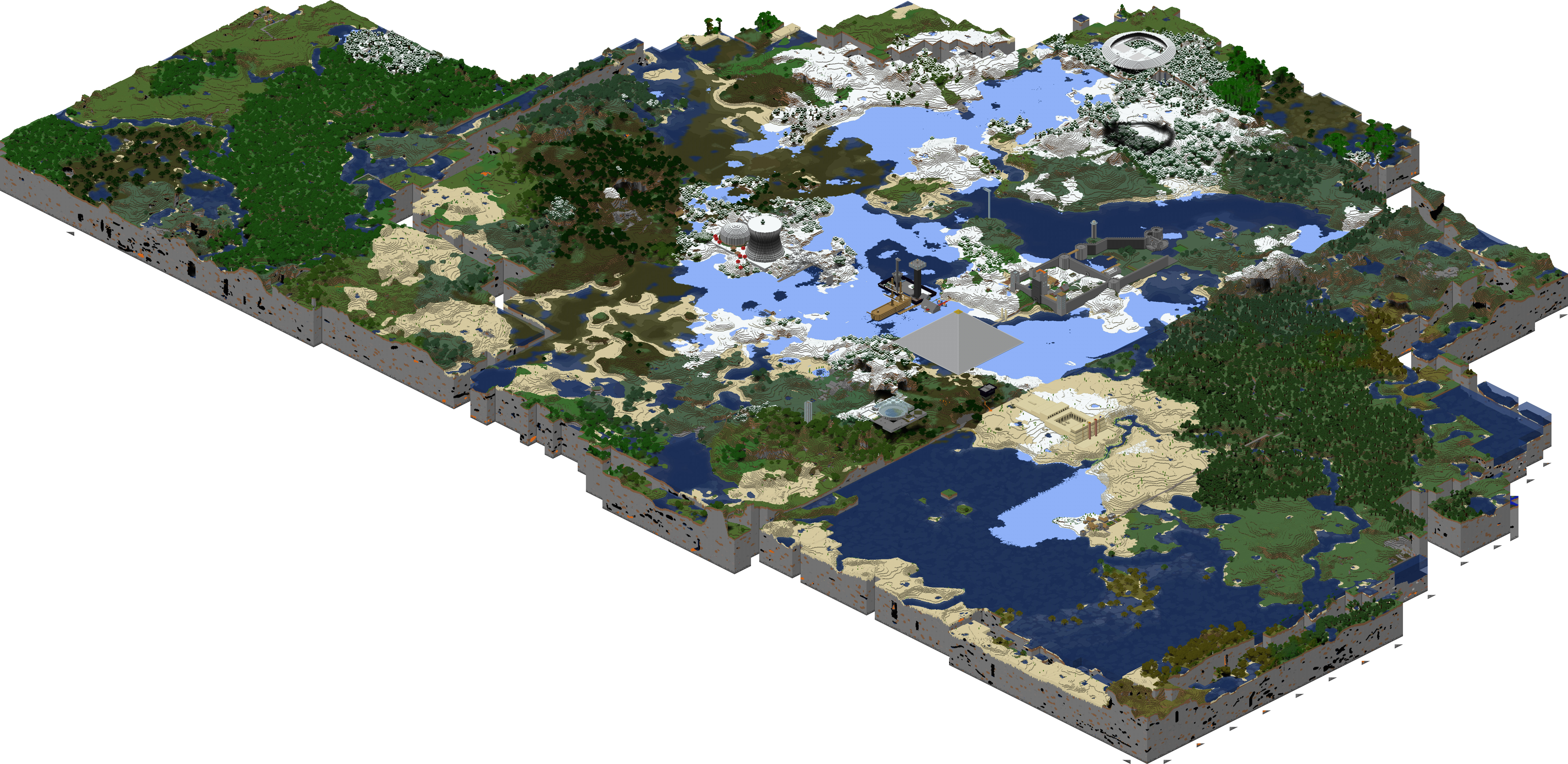 Minecraft-Karte in Vogelperspektive (detailliert)